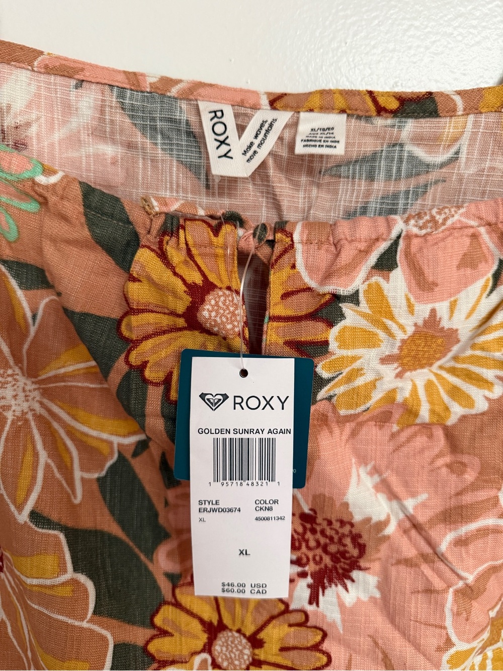 Roxy Floral Mini Dress in Rust, Yellow & Mint - Picture 5 of 5
